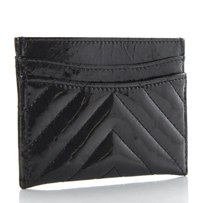 Chanel Patent Chevron Quilted Card Holder Black 3 of 7