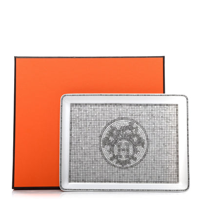 Hermes Porcelain Mosaique Au 24 Sushi Plate Platine 4 of 4