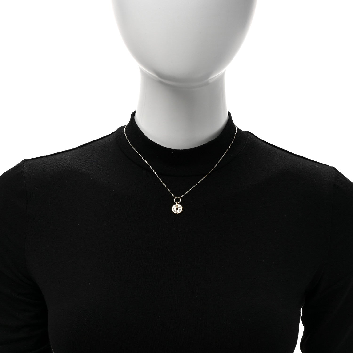 Foundrae 18K Yellow Gold Enamel Petite Champleve Resilience Necklace Black White 2 of 6