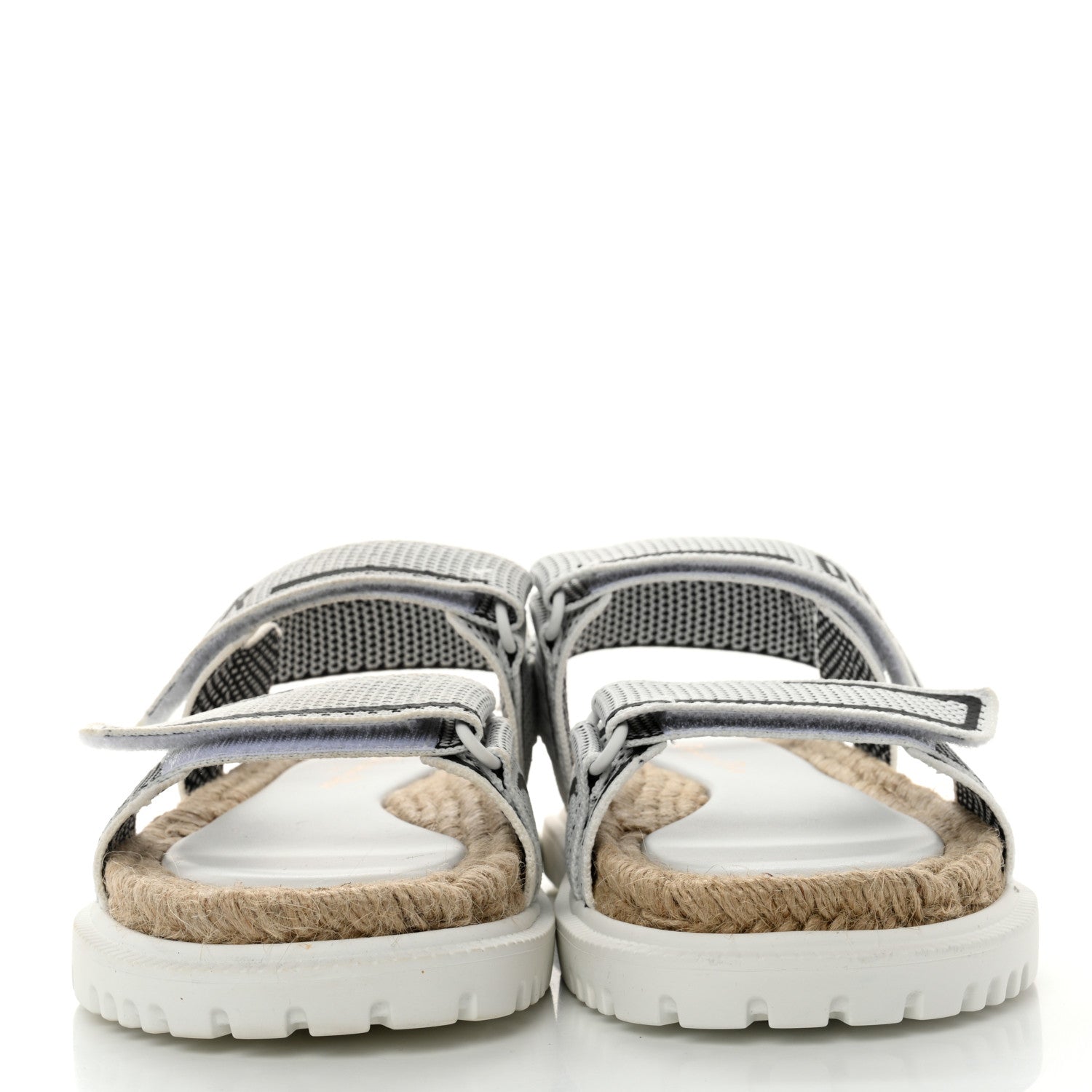 Christian Dior Technical Knit Jute Dioract 10mm Sandals 39.5 White Black 2 of 8