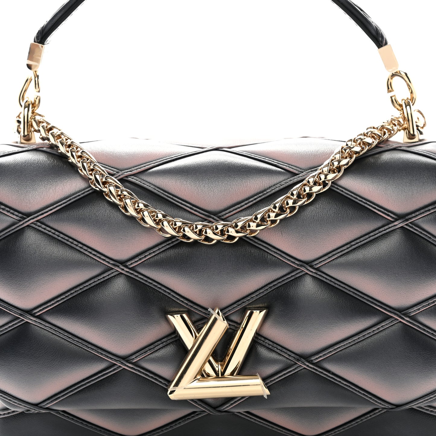 Lambskin Malletage Top Handle GO-14 MM Black Pink