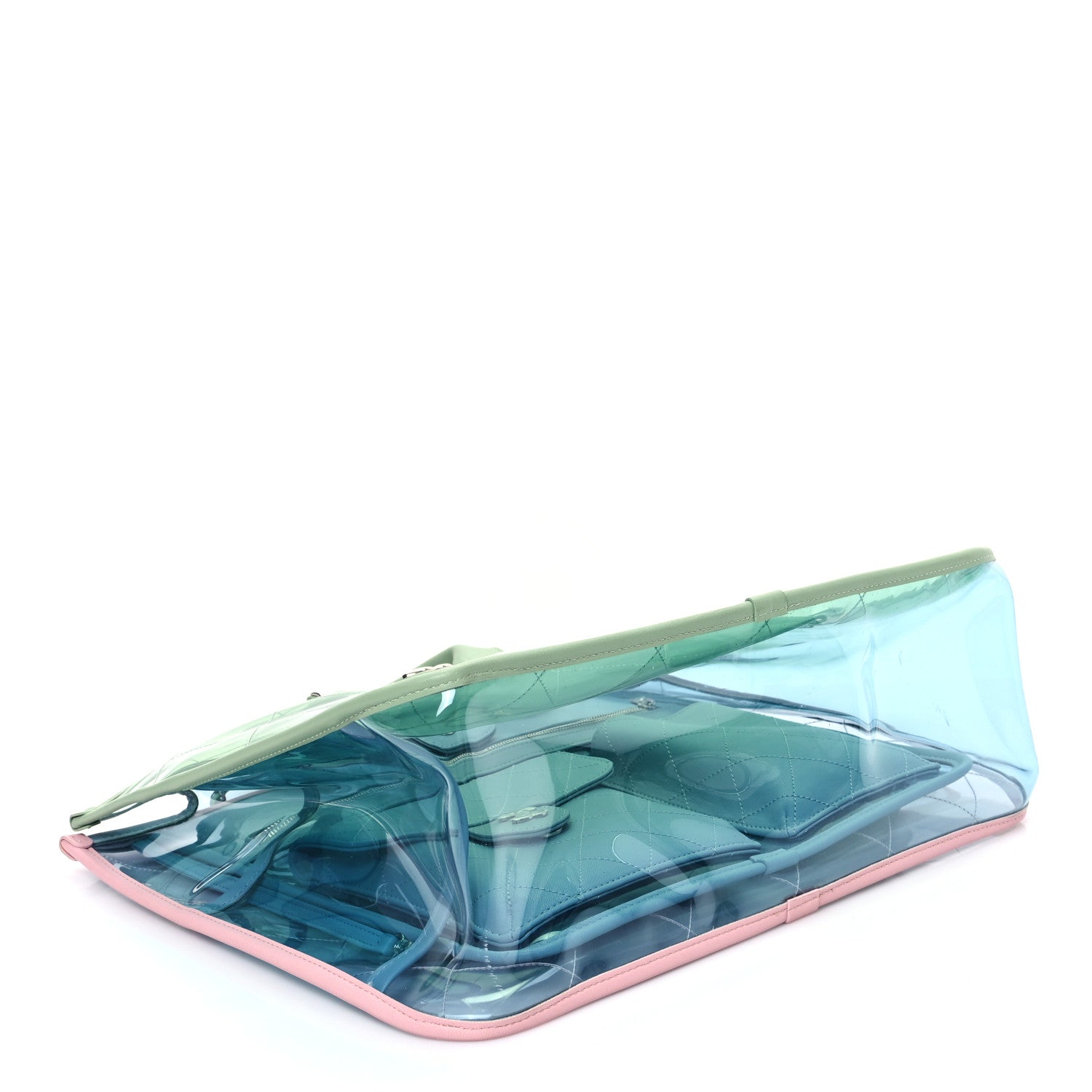 Chanel PVC Lambskin Stitched Medium Coco Splash Shopping Bag Blue Green Pink 4 of 11