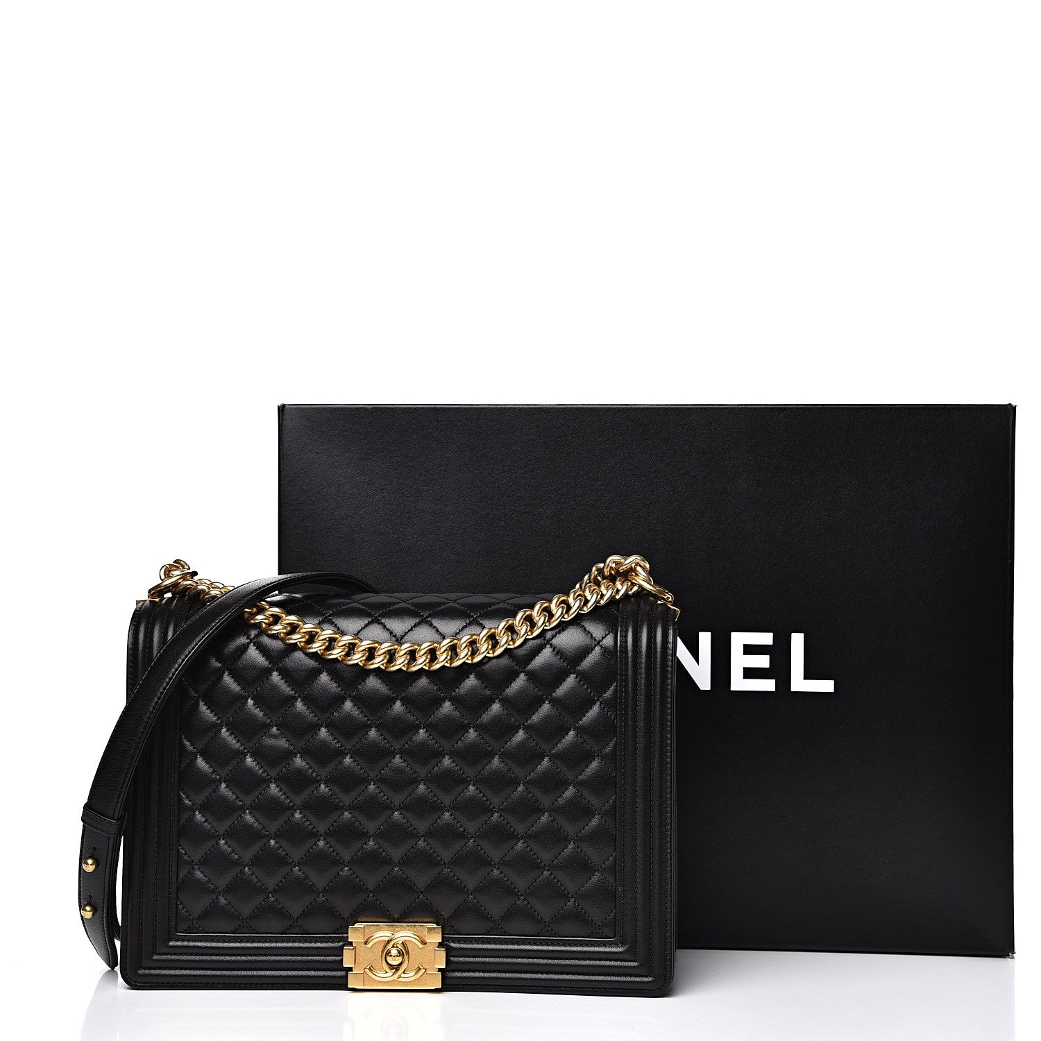 Chanel Lambskin Quilted Large Boy Flap Black 15 of 15