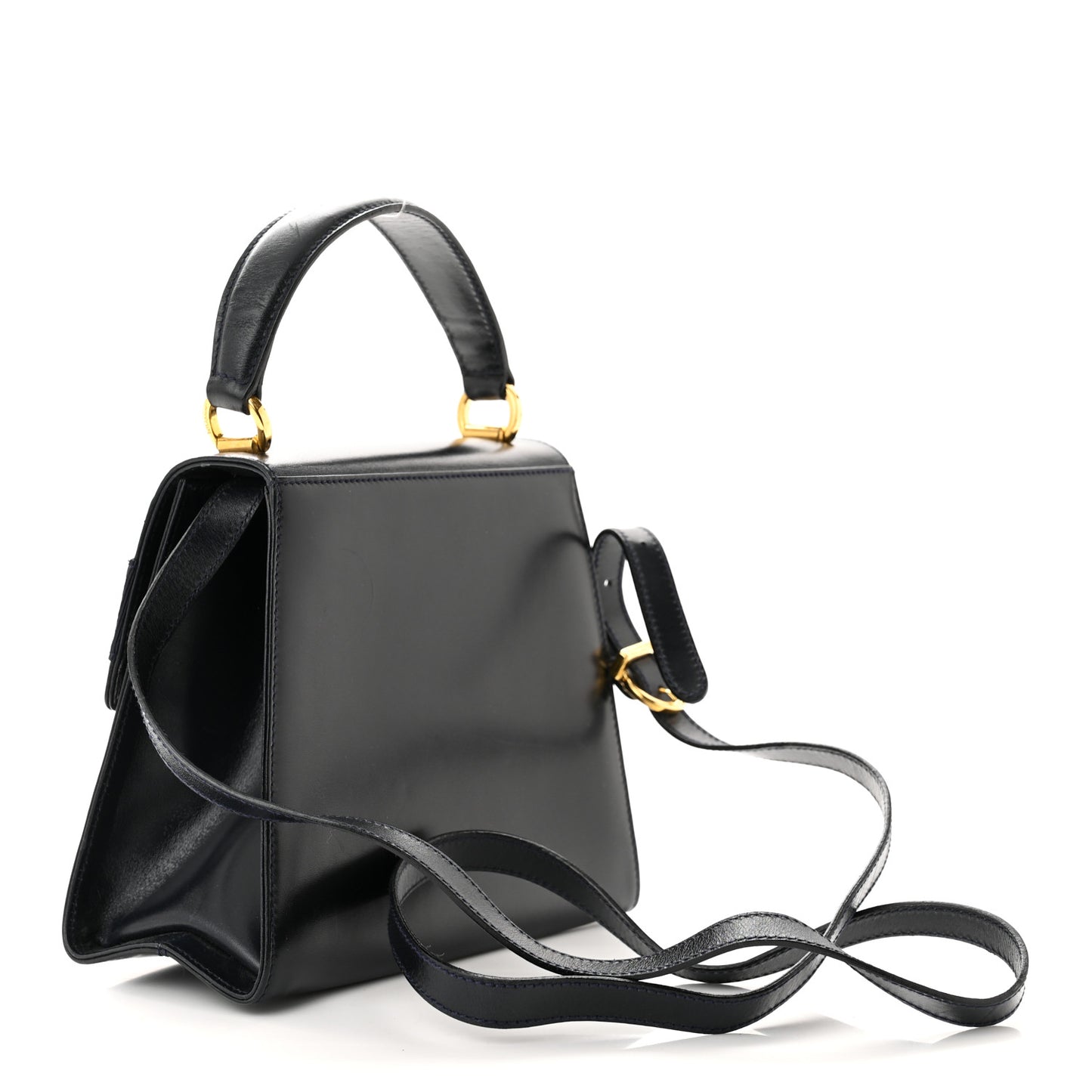 Calfskin Vera Bow Mini Top Handle Crossbody Bag Navy