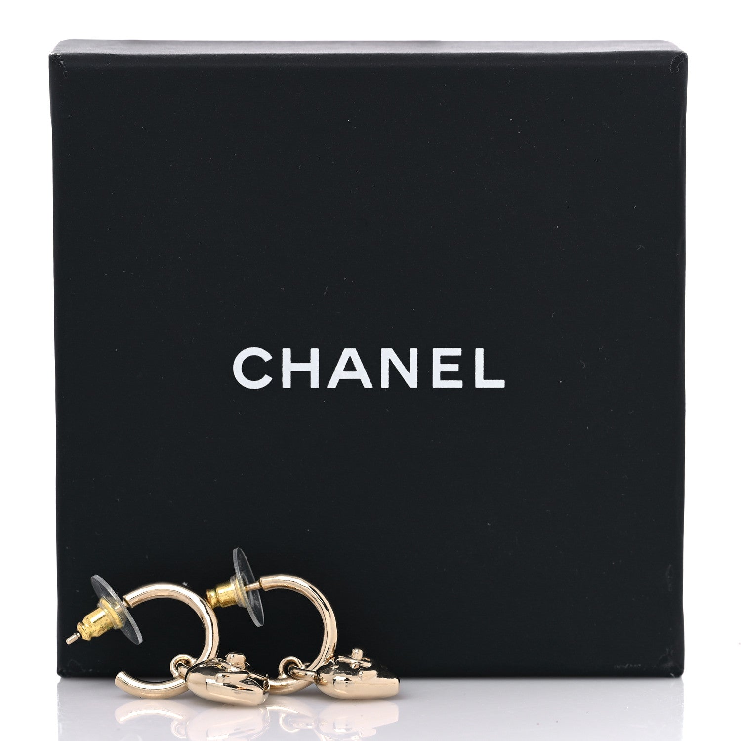 Chanel Metal CC Heart Turnlock Drop Earrings Gold 5 of 5