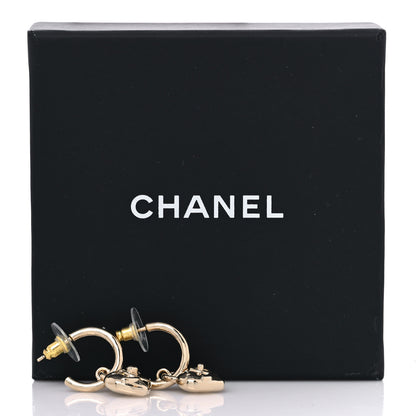 Chanel Metal CC Heart Turnlock Drop Earrings Gold 5 of 5