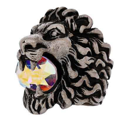 Gucci Metal Crystal Lion Head Ring 16 7.5 multicolor 56 7.5 Silver 3 of 8