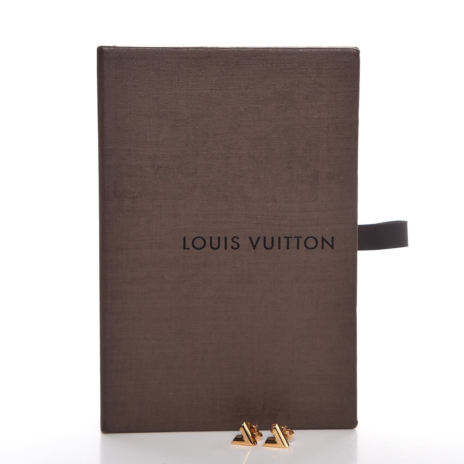 Louis Vuitton Brass Essential V Stud Earrings Gold 9 of 9