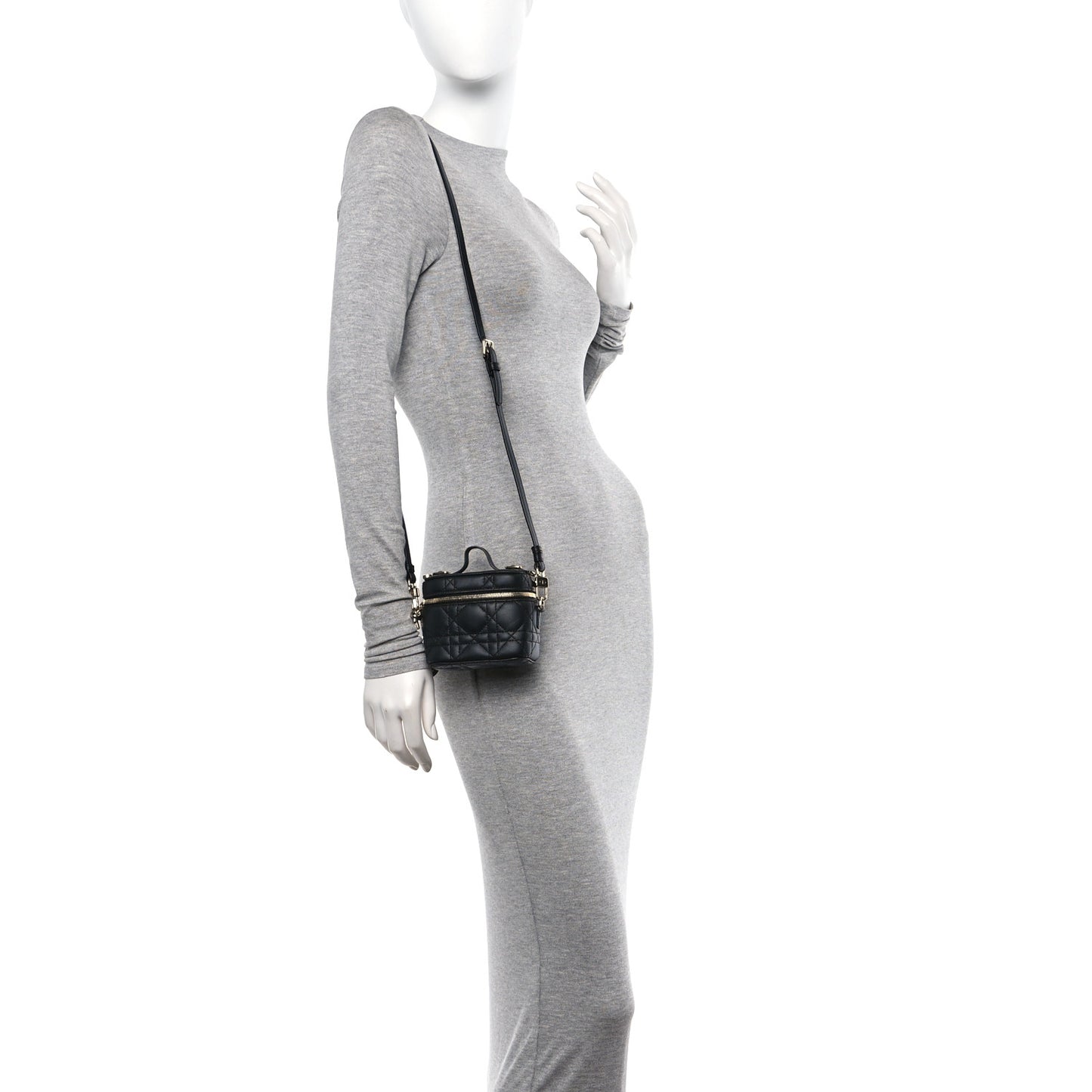 Lambskin Cannage Micro Lady Dior Vanity Case Black