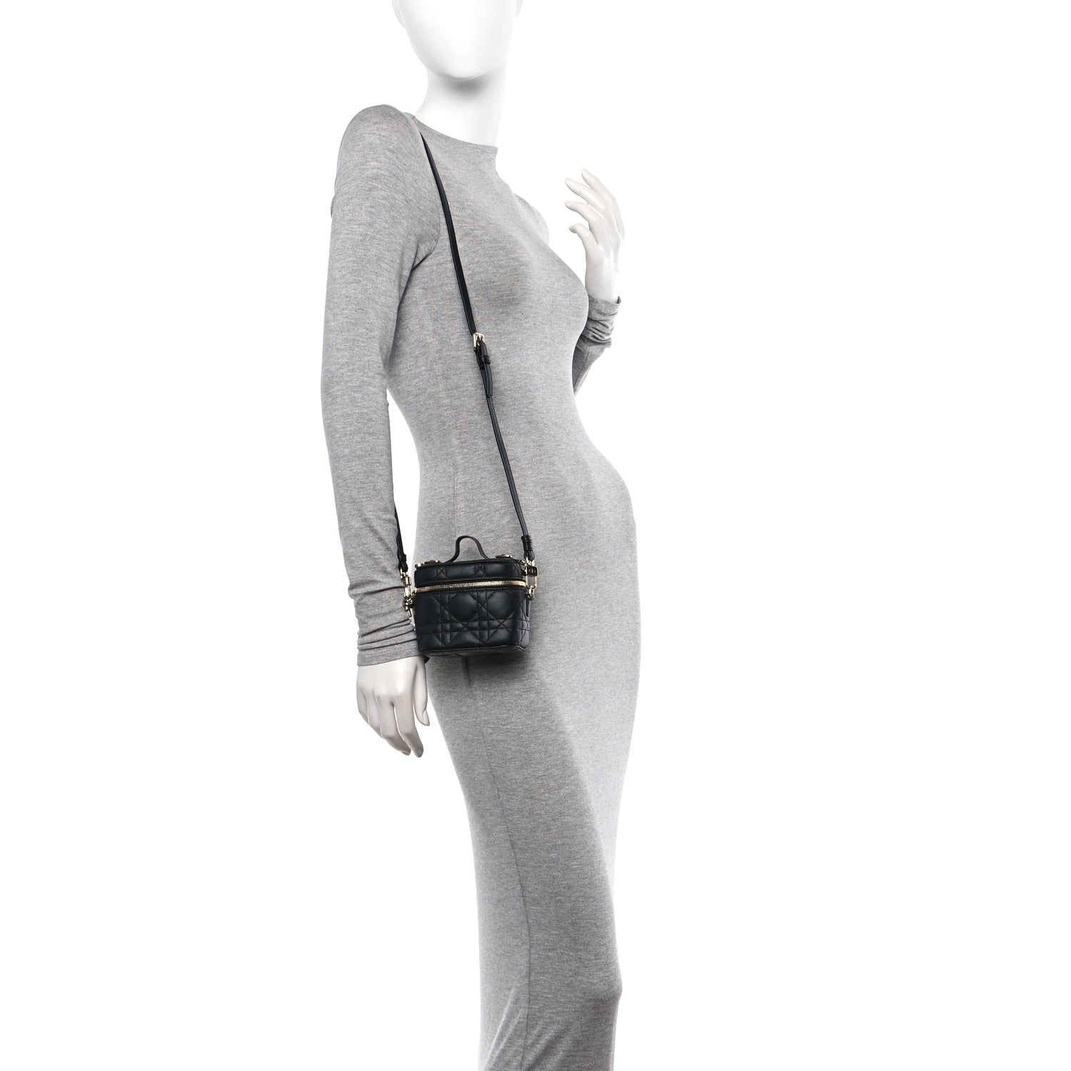 Christian Dior Lambskin Cannage Micro Lady Dior Vanity Case Black 2 of 9