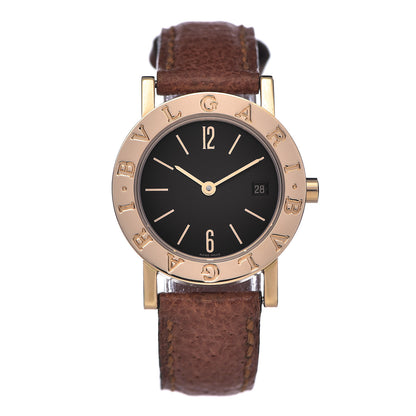 Bulgari 18K Yellow Gold Calfskin 26mm Quartz Watch Black 1 of 11