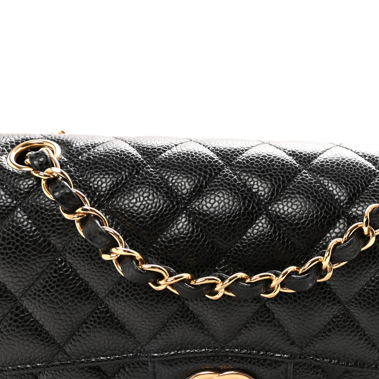 Caviar Quilted Small Double Flap Black