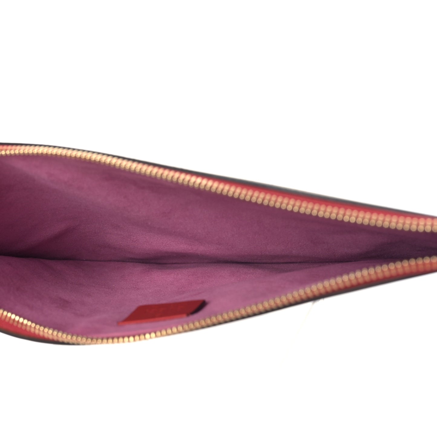 GG Supreme Monogram Bosco Patch Zip Pouch Beige Malva Hibiscus Red