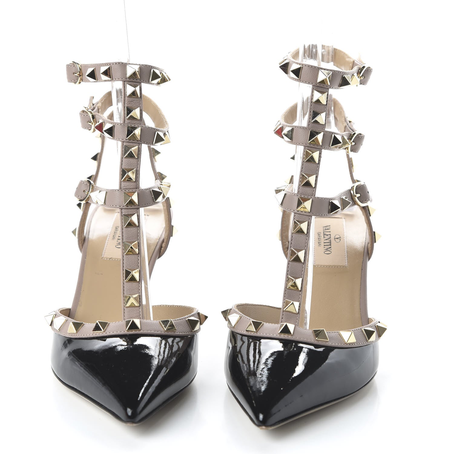 Valentino Garavani Patent Nappa Rockstud Ankle Strap 65mm Pumps 37.5 Black Poudre 2 of 8