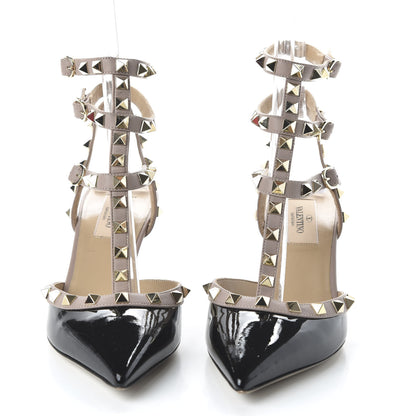 Valentino Garavani Patent Nappa Rockstud Ankle Strap 65mm Pumps 37.5 Black Poudre 2 of 8