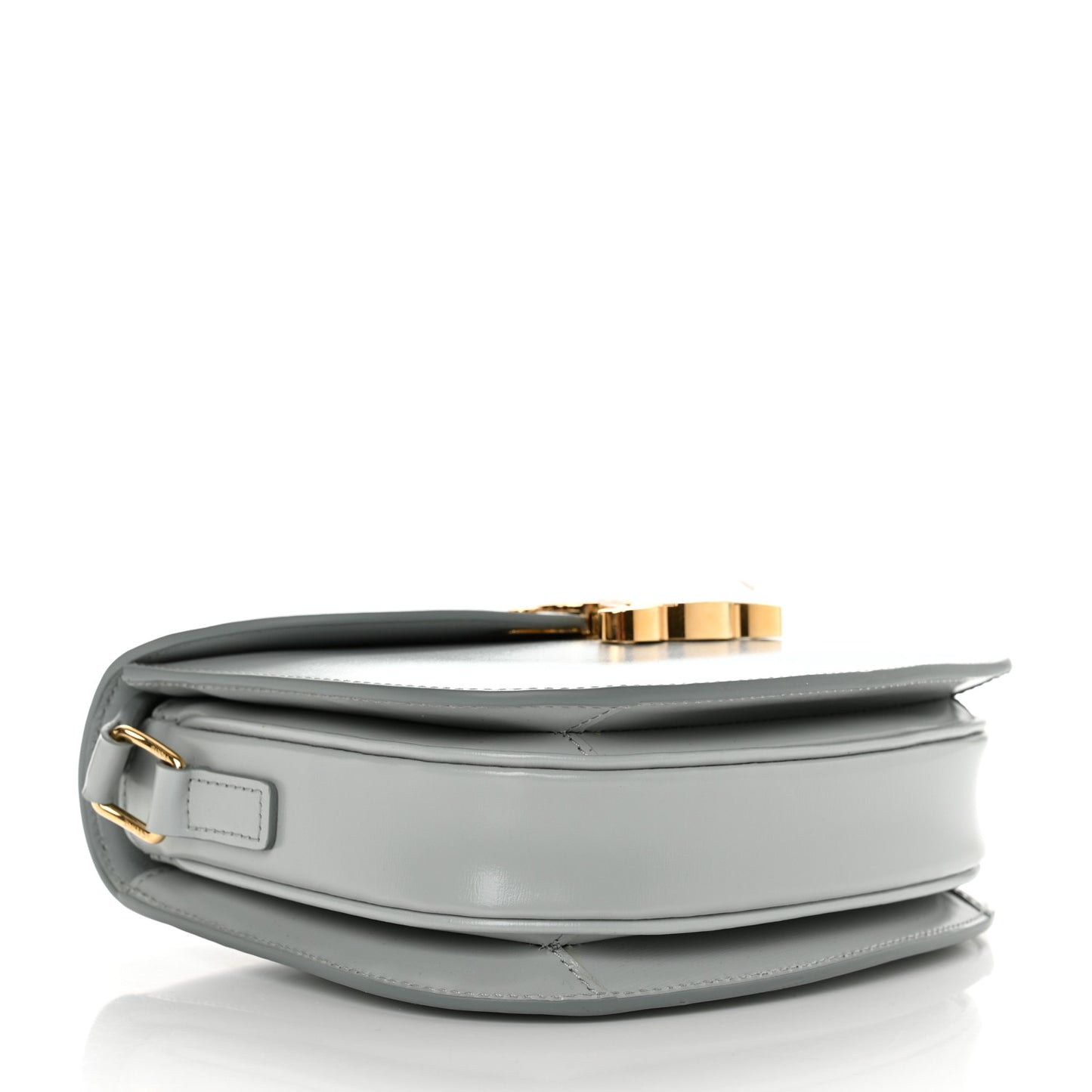 Shiny Calfskin Besace Clea Triomphe Blue Gray