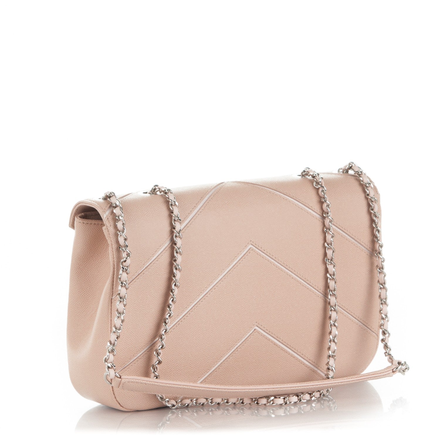 Chanel Caviar Chevron Large Single Flap Beige 3 of 7