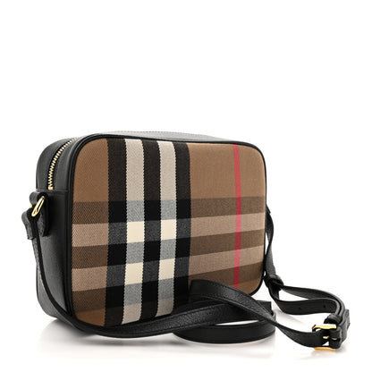 Burberry Giant Check Calfskin Large Camera Bag Black 3 of 9
