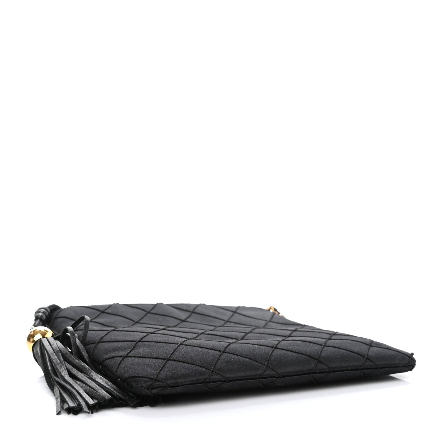 Chanel Satin Quilted Tassel Evening Bag Black 3 of 6