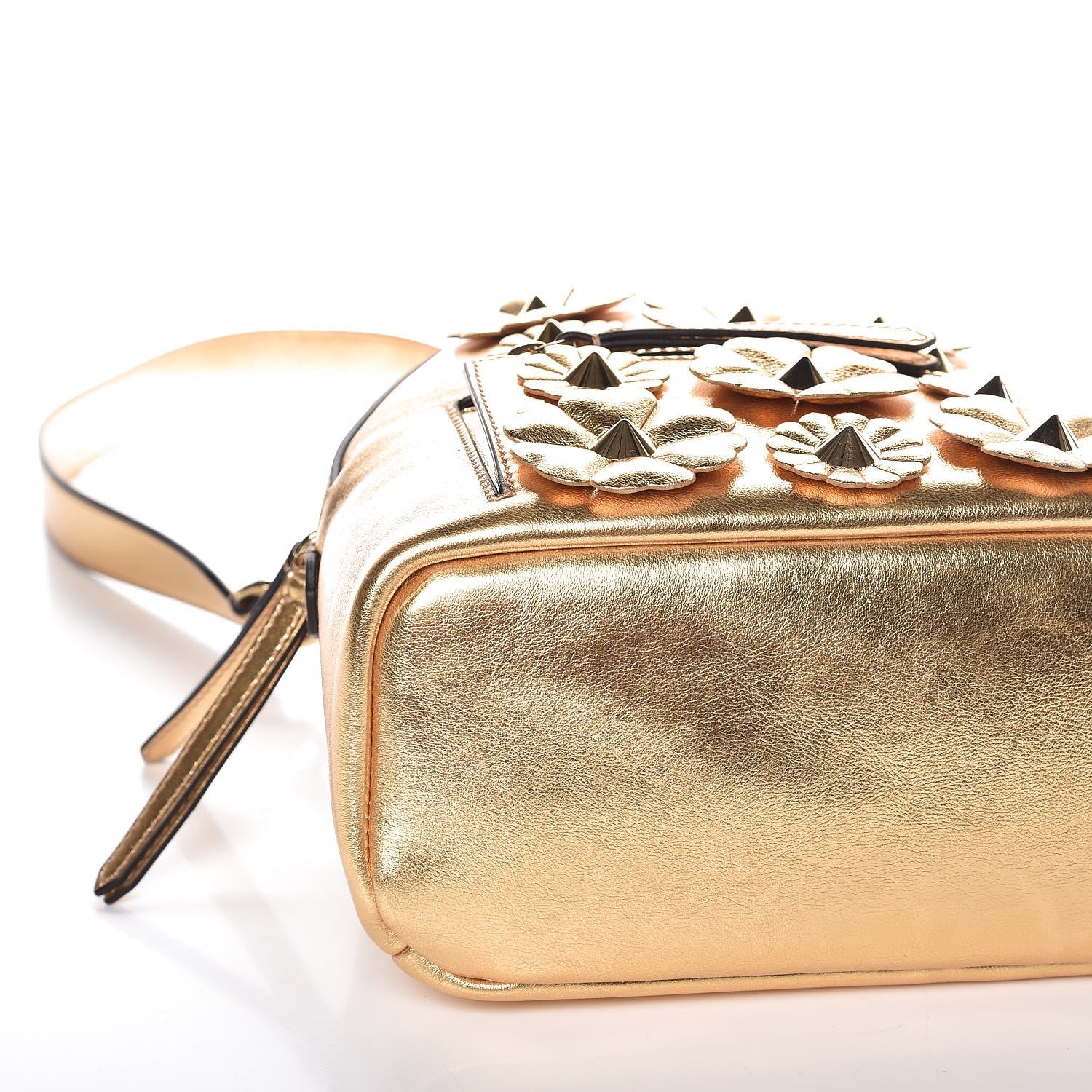 Fendi Vitello Catalan Mirror Flowerland Backpack Gold 9 of 9