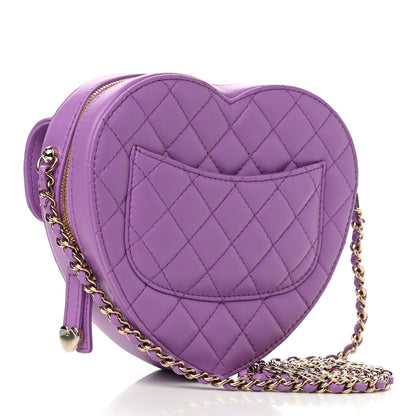 Chanel Lambskin Quilted CC In Love Heart Bag Purple 3 of 11