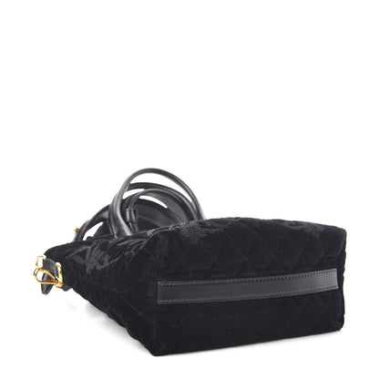 Prada Velluto Impuntu Embroidered Tote Bag Black 4 of 9