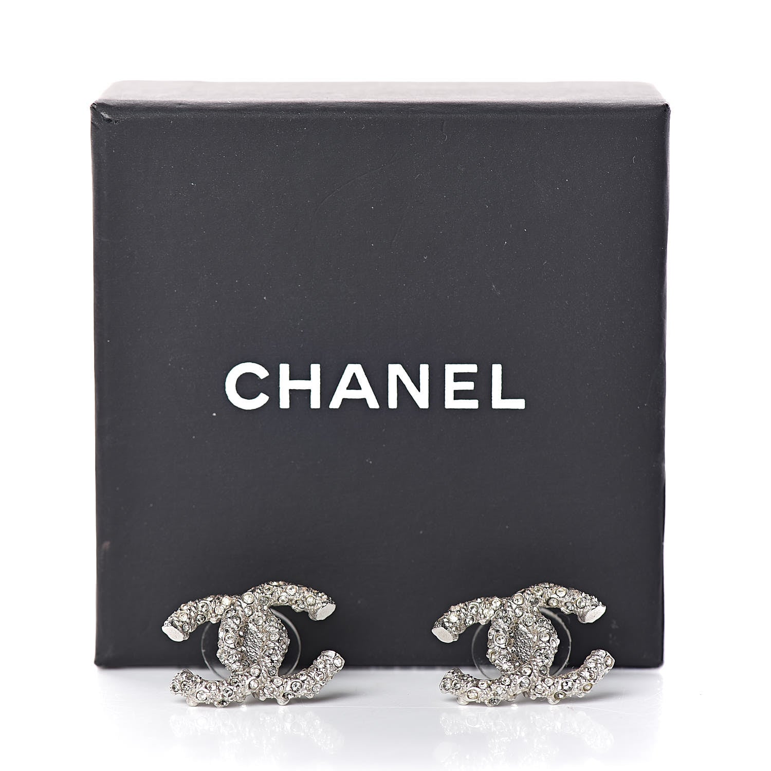 Chanel Crystal CC Earrings Silver 5 of 5