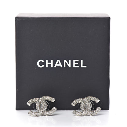 Chanel Crystal CC Earrings Silver 5 of 5