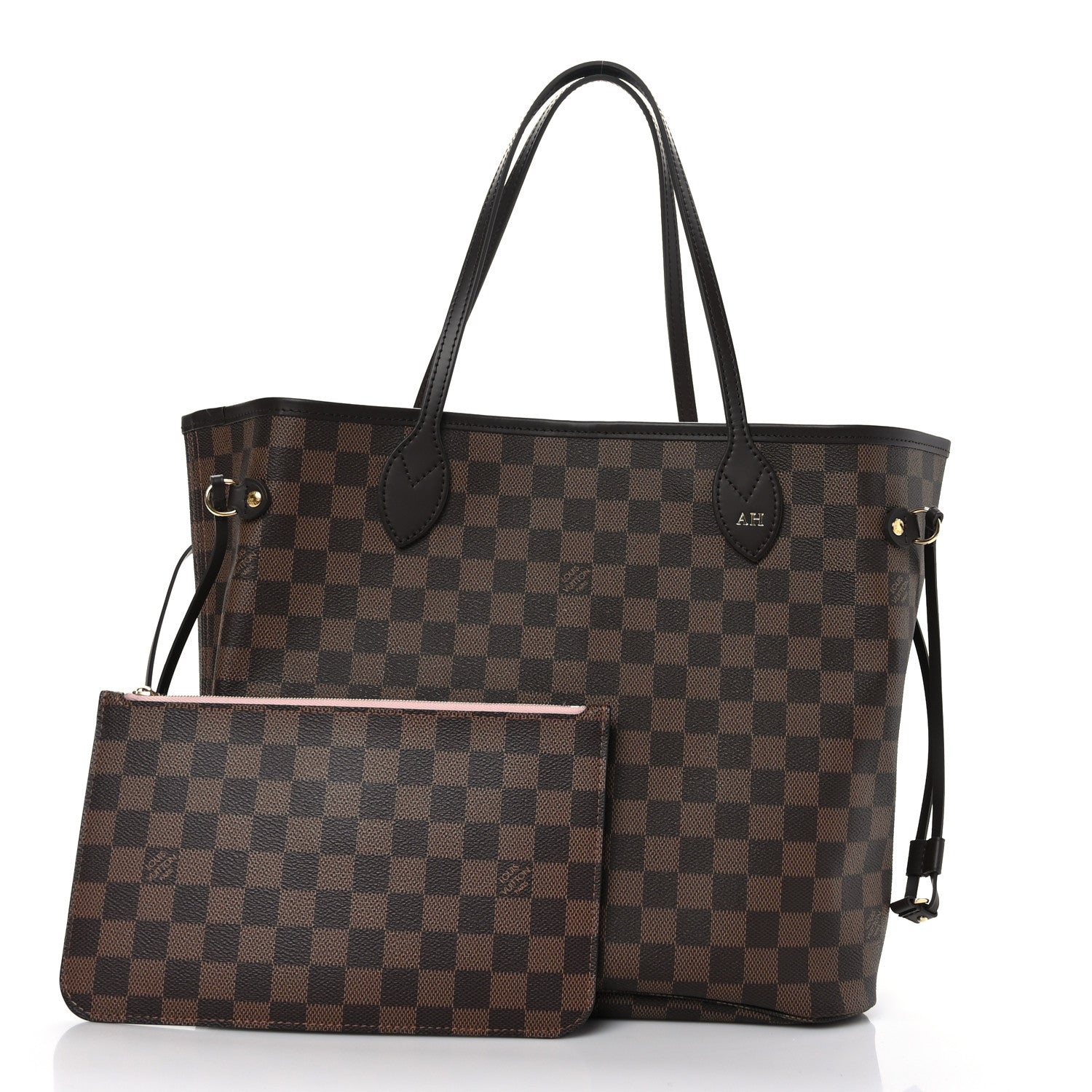 Louis Vuitton Damier Ebene Neo Neverfull MM Rose Ballerine 1 of 10