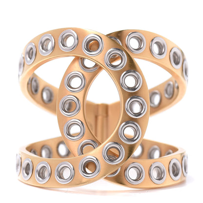 Chanel Metal Rivet Logo Cuff Gold 1 of 4