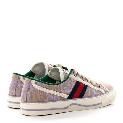 Gucci Monogram Jumbo GG Web Womens 1977 Tennis Sneakers 37.5 Beige Lapis Mystic White 4 of 8