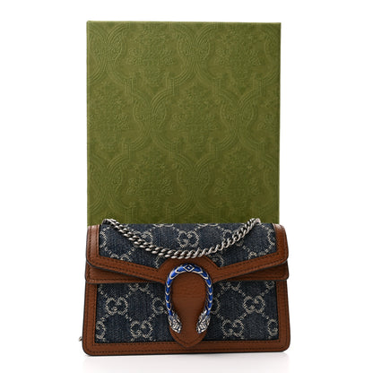 Gucci New Denim GG Monogram Dollar Calfskin Enamel Super Mini Dionysus Shoulder Bag Blue Tea Cuir Epilog Electric Blue 10 of 10