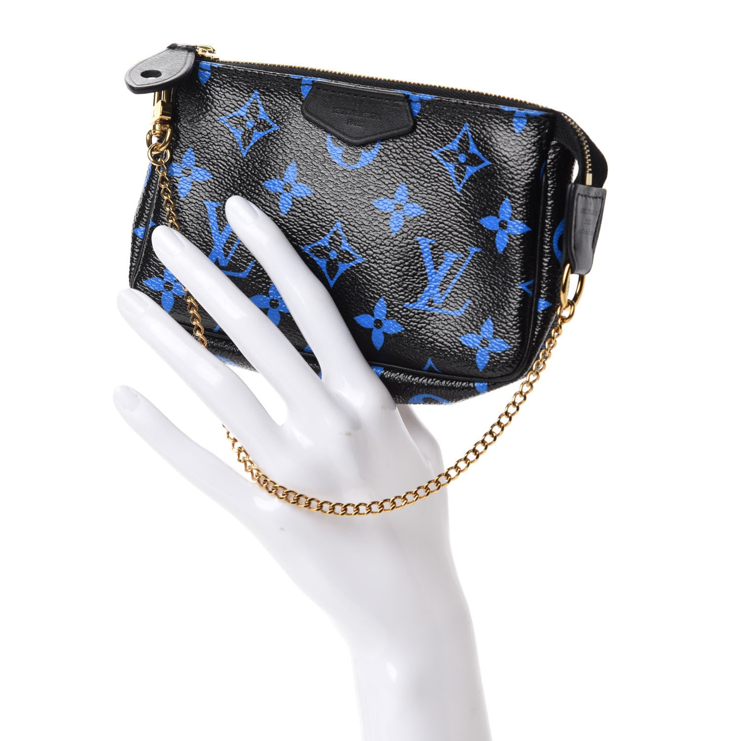Louis Vuitton Colored Monogram Mini Pochette Accessories Blue Black 2 of 6