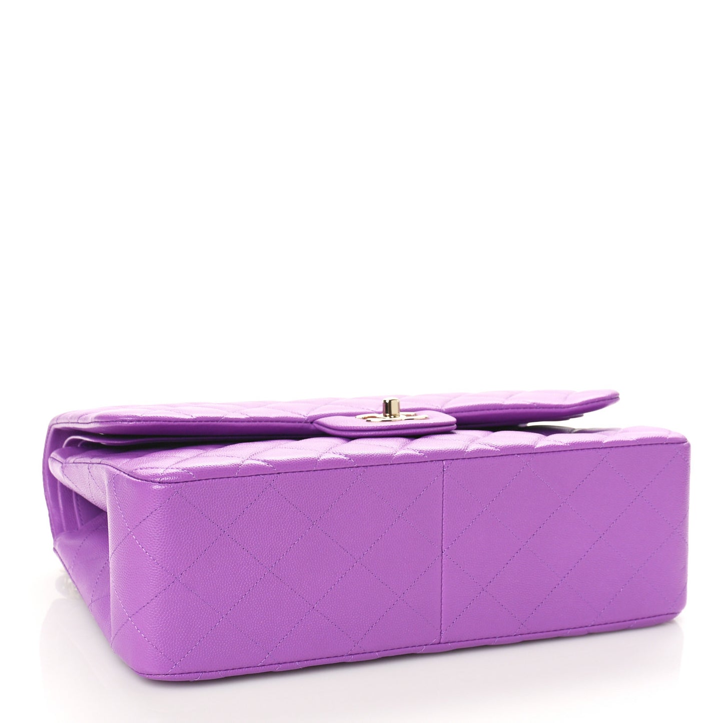 Caviar Quilted Jumbo Double Flap Purple