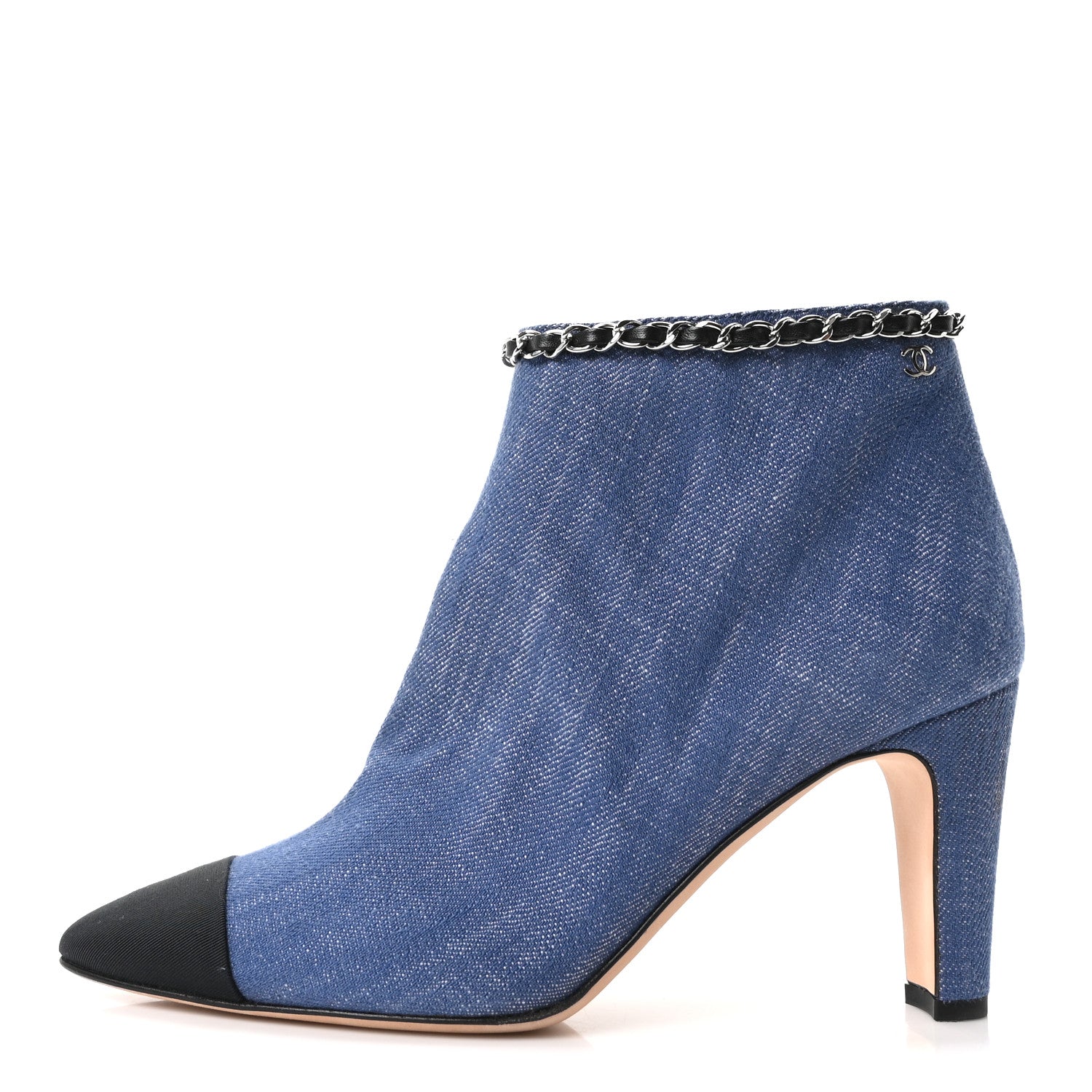 Chanel Denim Grosgrain Cap Toe Short Boots 38 Blue 1 of 10