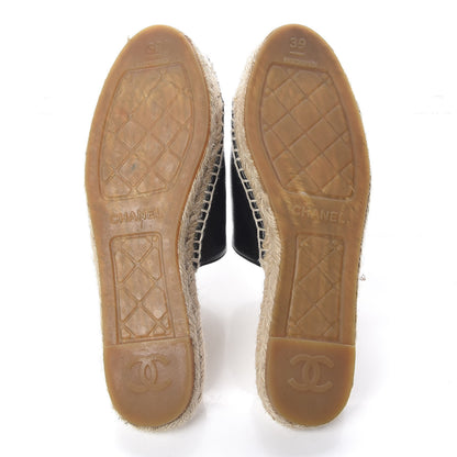 Chanel Goatskin Patent CC Espadrille Mules 39 Black 7 of 12