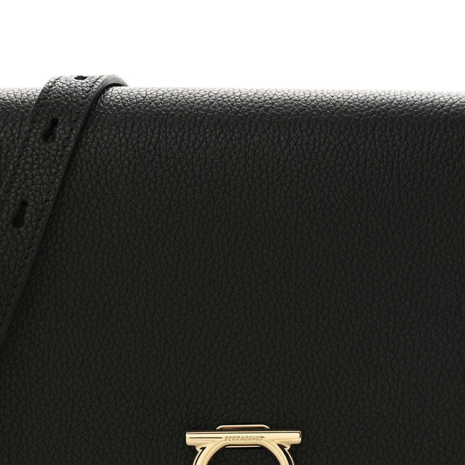 Salvatore Ferragamo Hammered Calfskin Round Gancini Crossbody Bag Black 7 of 9