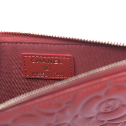 Chanel Caviar Camellia Embossed Classic Flat Wallet Pouch Red 6 of 8