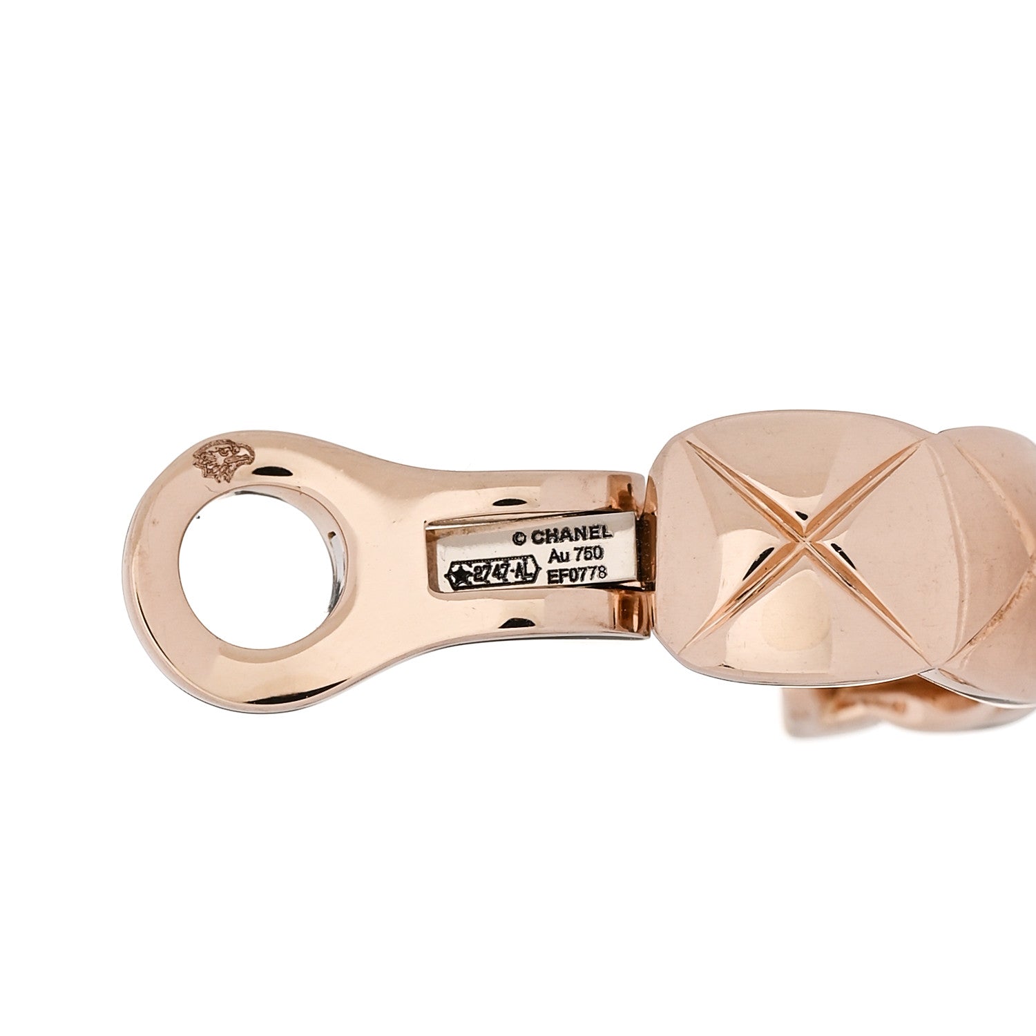Chanel 18K Beige Gold Coco Crush Hoop Earrings 4 of 5