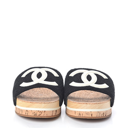 Chanel Tweed Cork CC Mule Sandal 39 Black 2 of 7