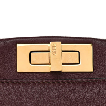 Fendi Vitello Seta Waves Bi-Color Medium Peekaboo Iconic Satchel Bordeaux Latte 10 of 12