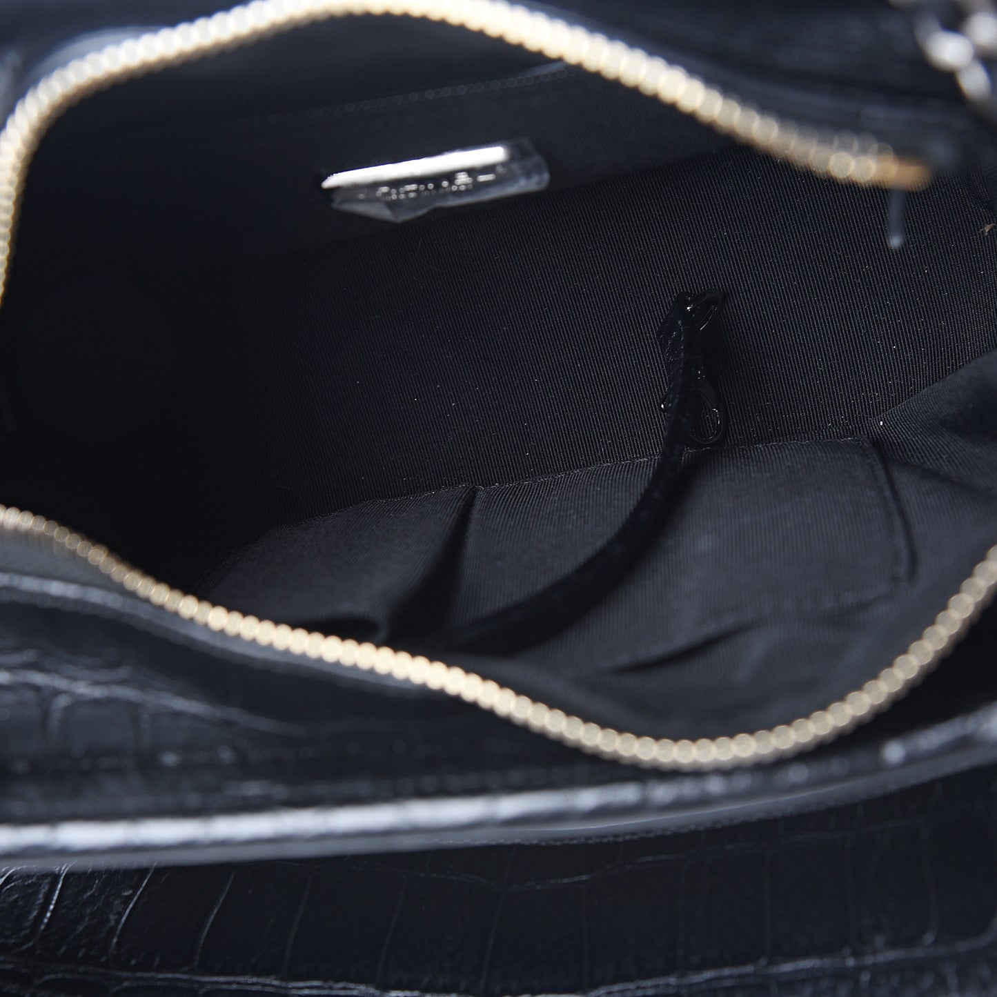 Calfskin Crocodile Embossed Small Gabrielle Cocodile Hobo Black