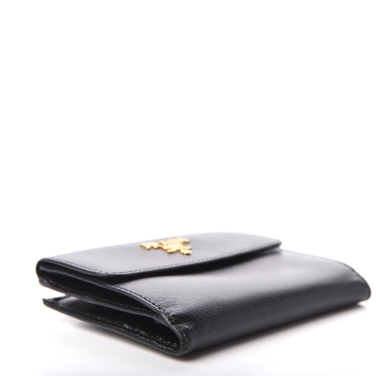 Prada Saffiano Metal Flap Wallet Black 4 of 6