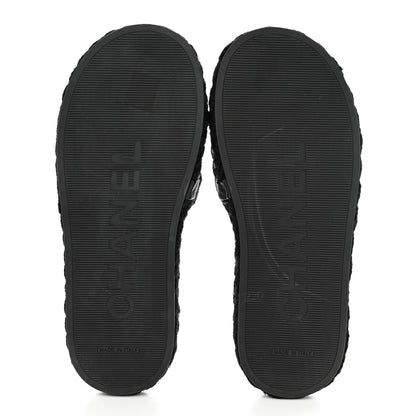 Chanel Knit Braided Slide Sandals 39 Black 5 of 10