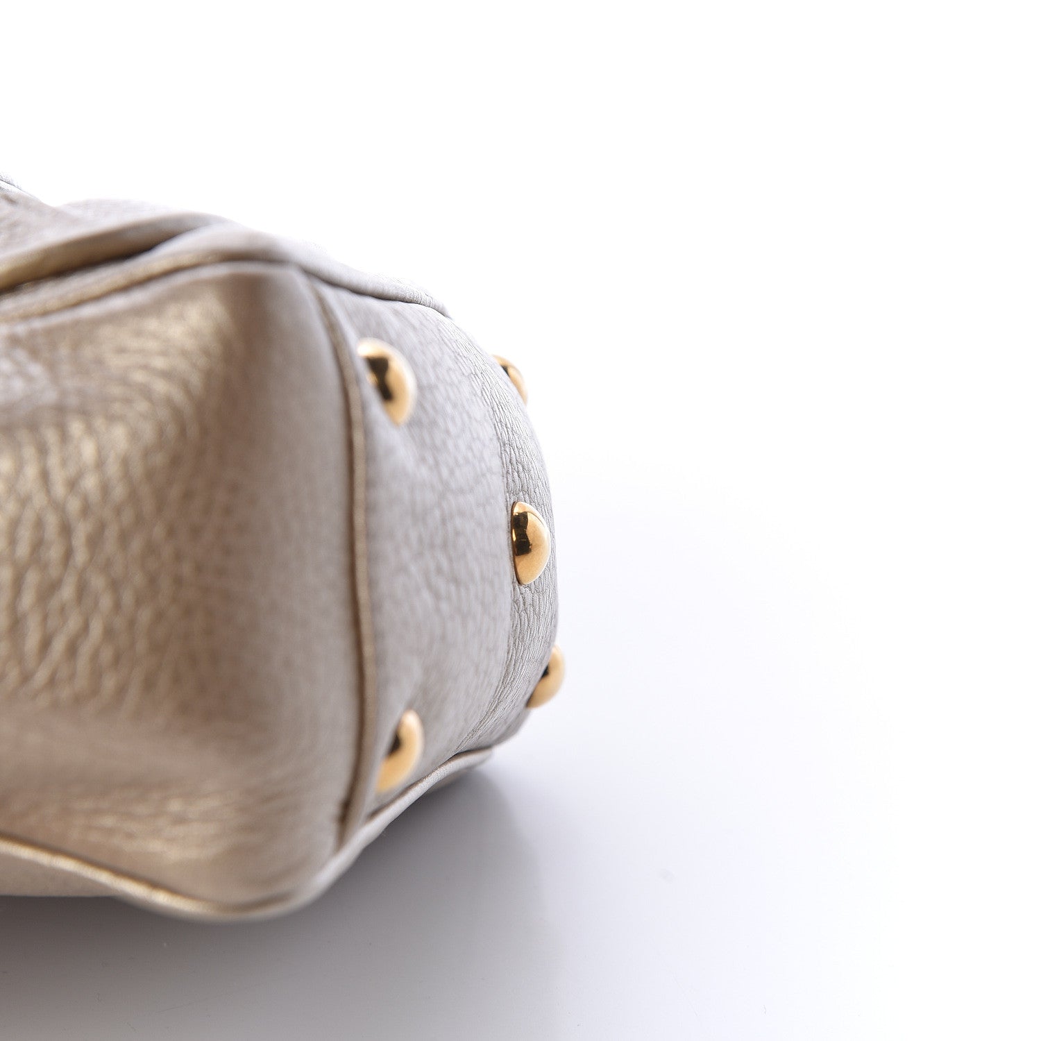 Gucci Metallic Pebbled Calfskin Small 1973 Top Handle Satchel Golden Beige 12 of 13