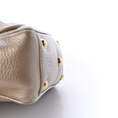 Gucci Metallic Pebbled Calfskin Small 1973 Top Handle Satchel Golden Beige 12 of 13