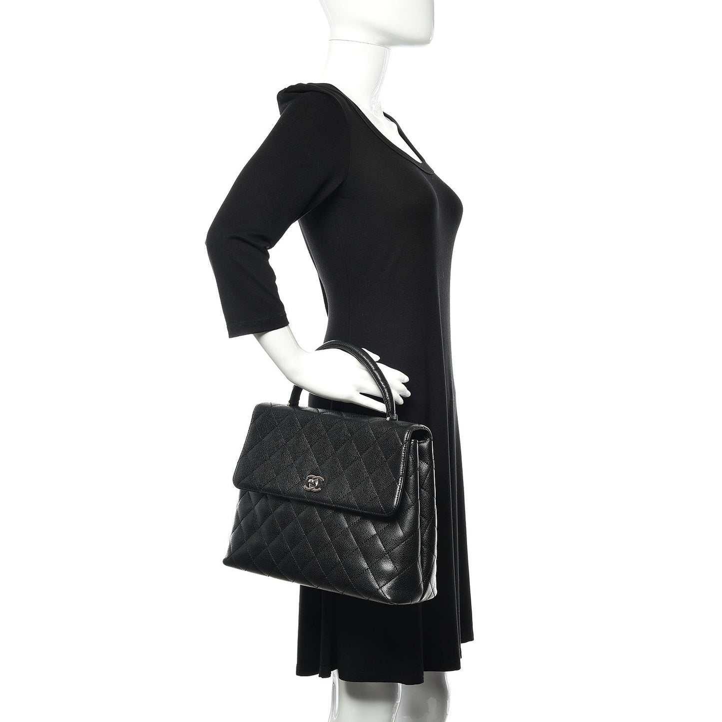 Caviar Quilted Jumbo Kelly Flap Black