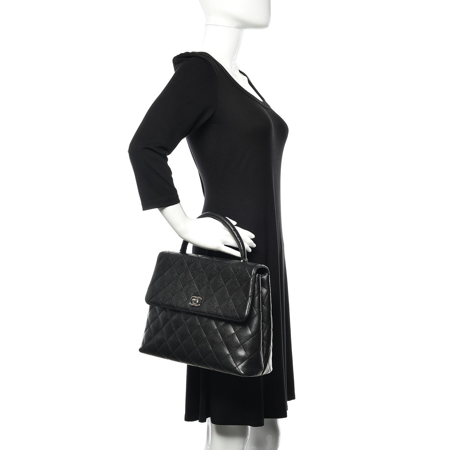 Chanel Caviar Quilted Jumbo Kelly Flap Black 2 of 12