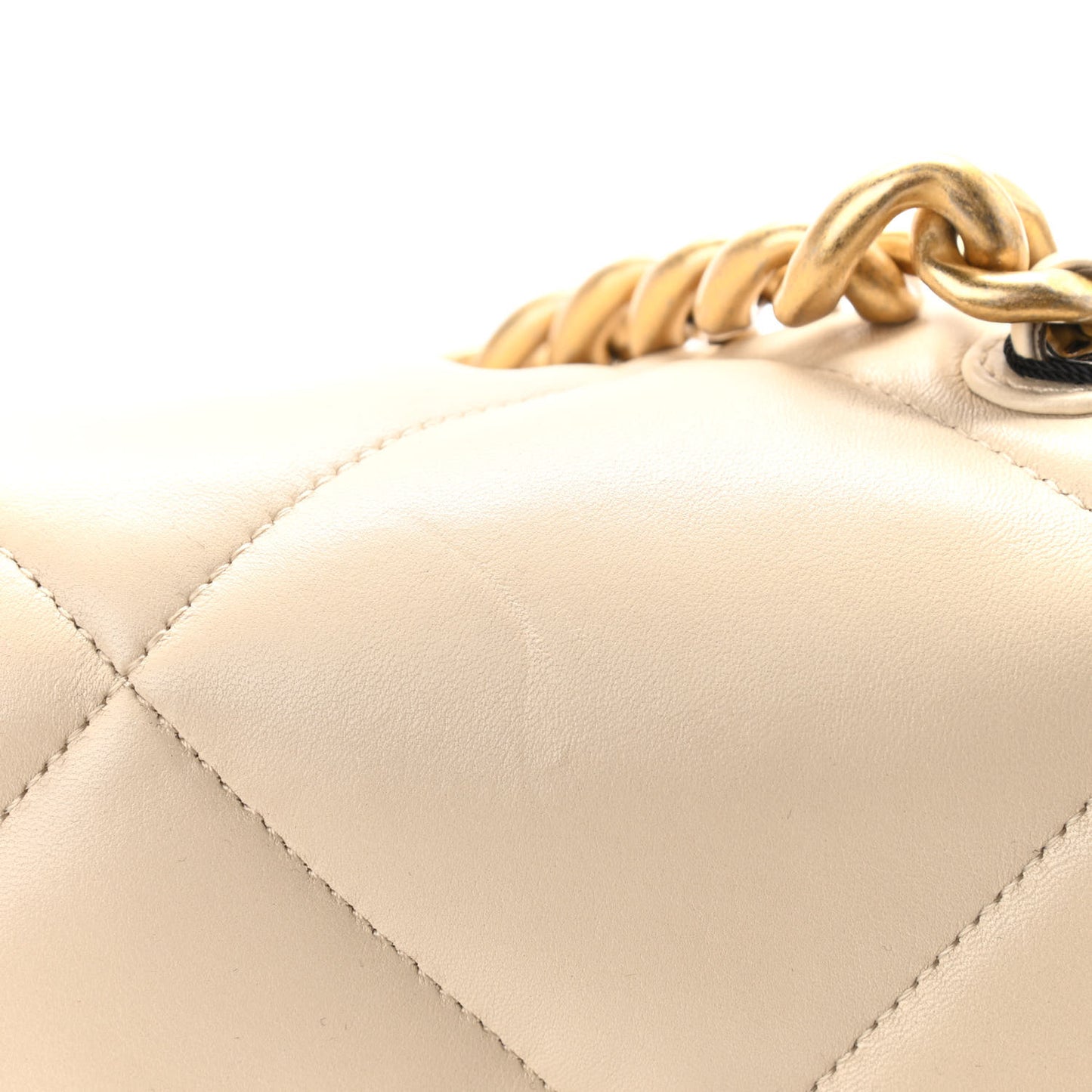 Lambskin Quilted Large Chanel 19 Flap Beige