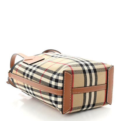 Burberry Cotton Calfskin Vintage Check Mini London Tote Bag Archive Beige 4 of 9